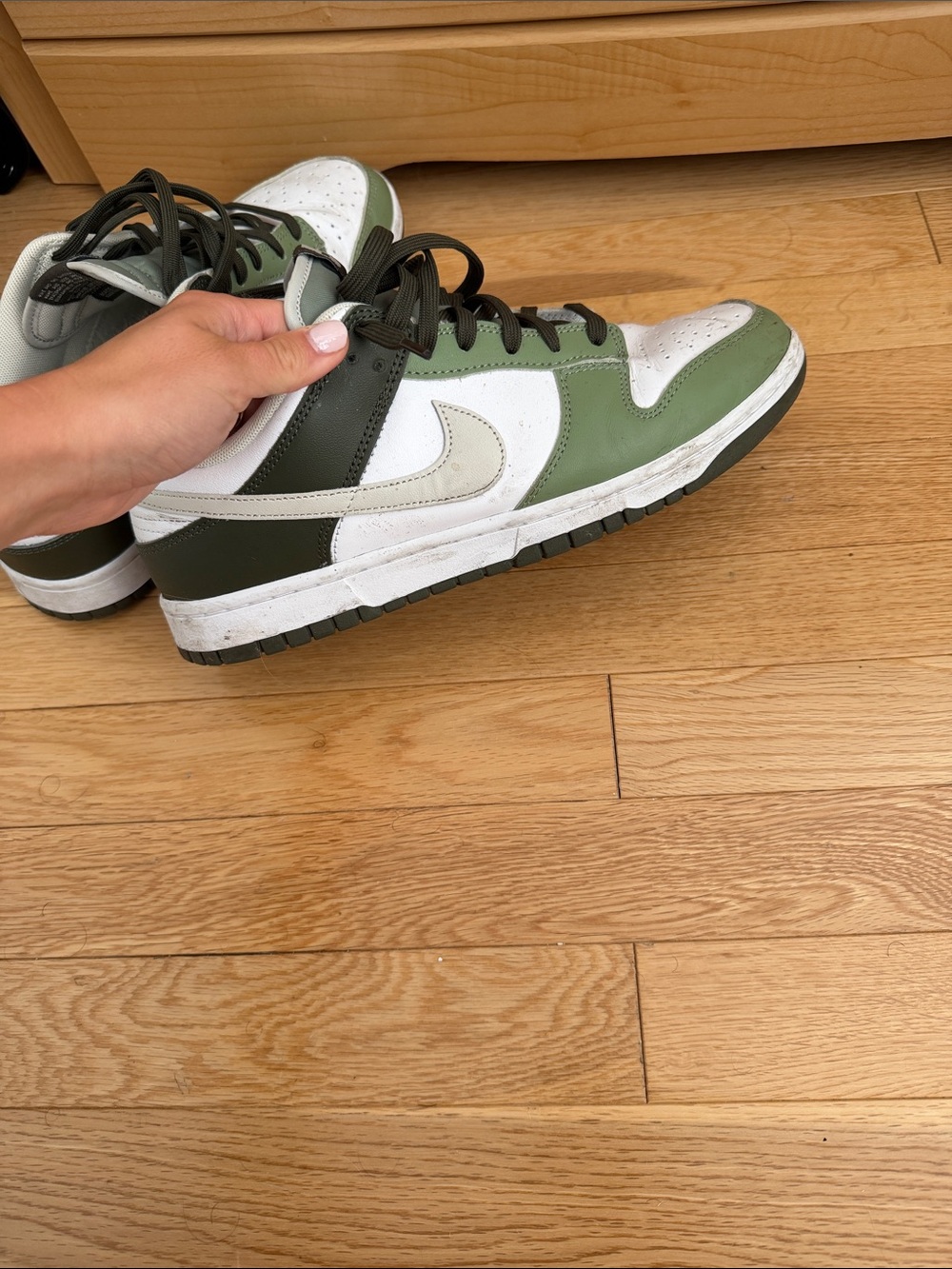 Nike High-Top Sneakers in White and Olive